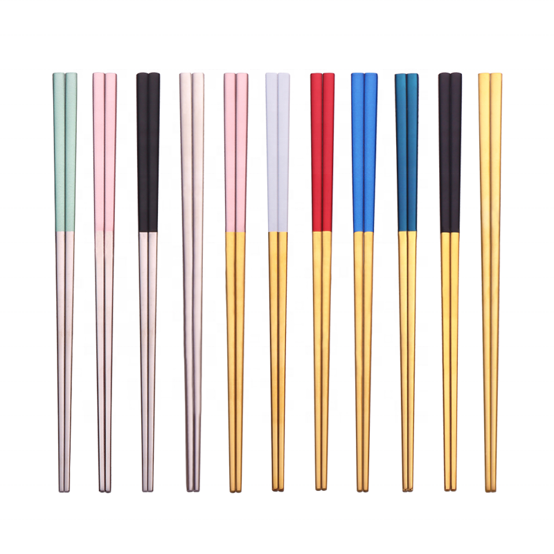 Korea kohandatud värvilised metallid SUS 304 Stainless Steel Metal Titanium Chopsticks with Custom Logo
